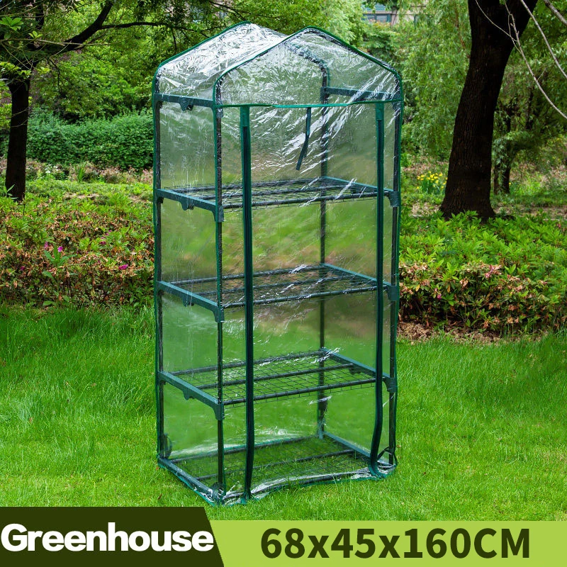 Открытый 4 круглый Ланч бокс мини парника застежка молния PVC зеленый дом со