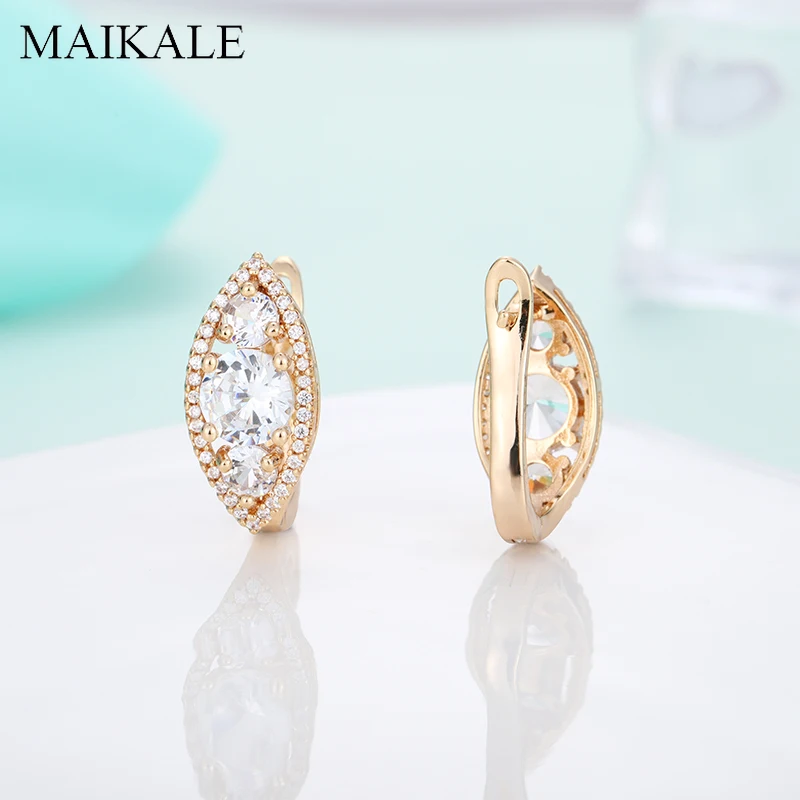 Женские серьги-гвоздики с фианитом MAIKALE большие серьги золотистого/серебристого