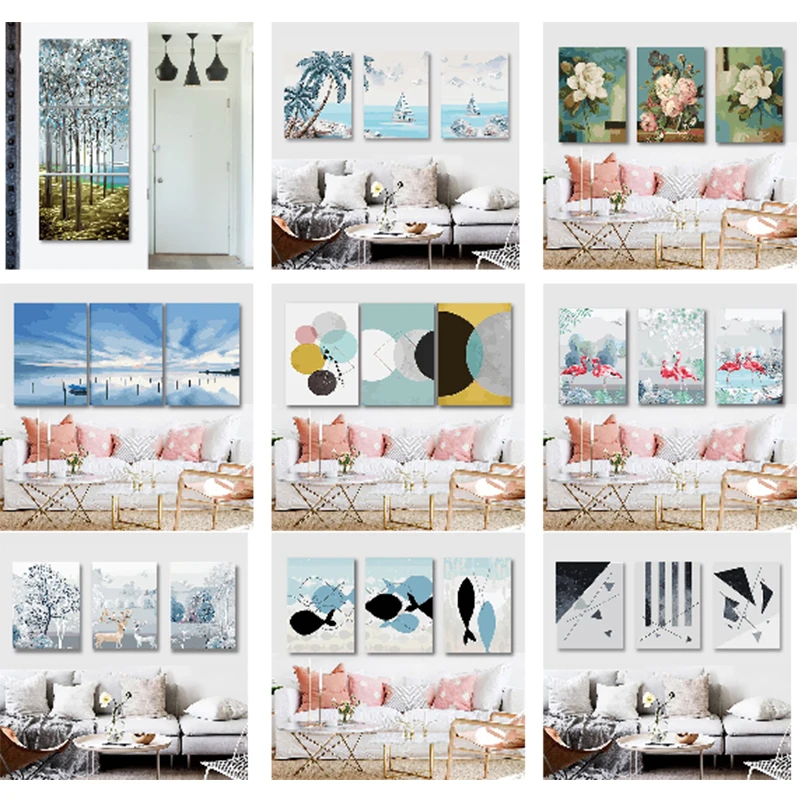 3 шт. абстрактная краска DIY Краска ing по номерам Акриловая на холсте Рисование