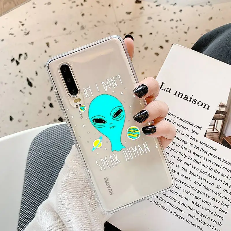 

Aesthetics Cartoon alien Phone Cases Transparent for Samsung A71 S9 10 20 HUAWEI p30 40 honor 10i 8x xiaomi note 8 Pro 10t 11