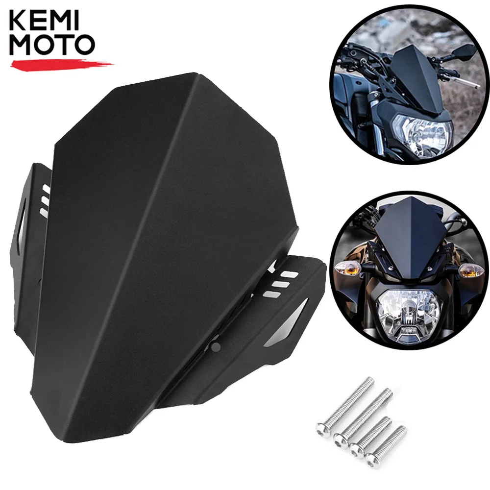KEMiMOTO для Yamaha MT07 мотоцикл ветер экран дефлектор ветрового стекла MT 07 FZ 07 FZ07 экран с кронштейном