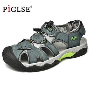 Сандалии мужские кожаные в римском стиле, модные пляжные босоножки, для прогулок, летняя обувь, размеры 39-48