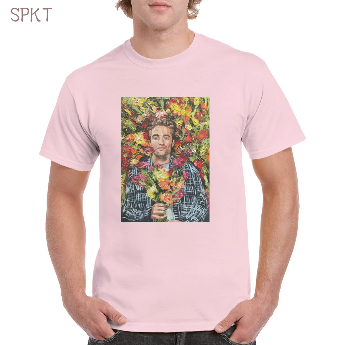 

Robert Pattinson t shirt Top High Quality Soft Handsome Oversized Tee Female/Man T-Shirt Flowers Aesthetics Painting