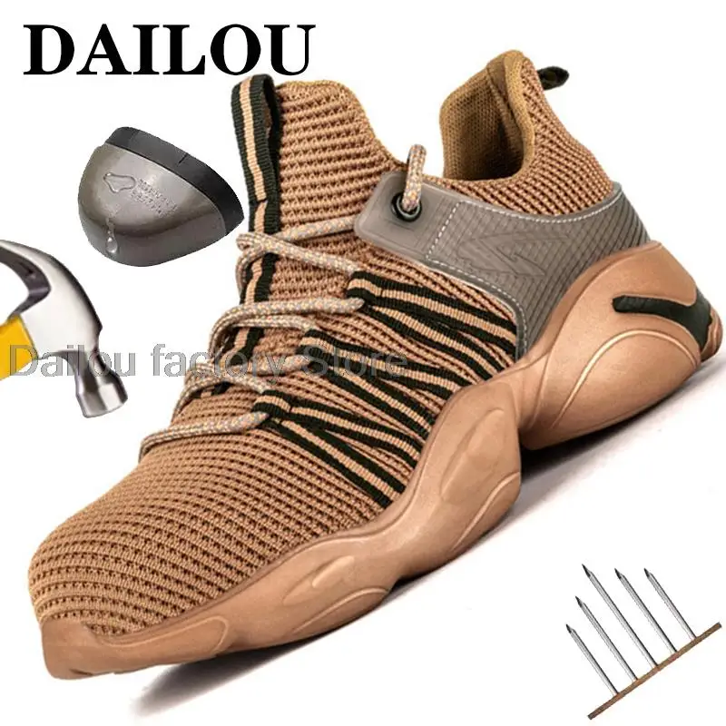 

Safety Shoes Men Women Work Sneakers Breathable Reflective Work Safety Boots Steel Toe Work Shoes Anti-Smash Industrial Shoes