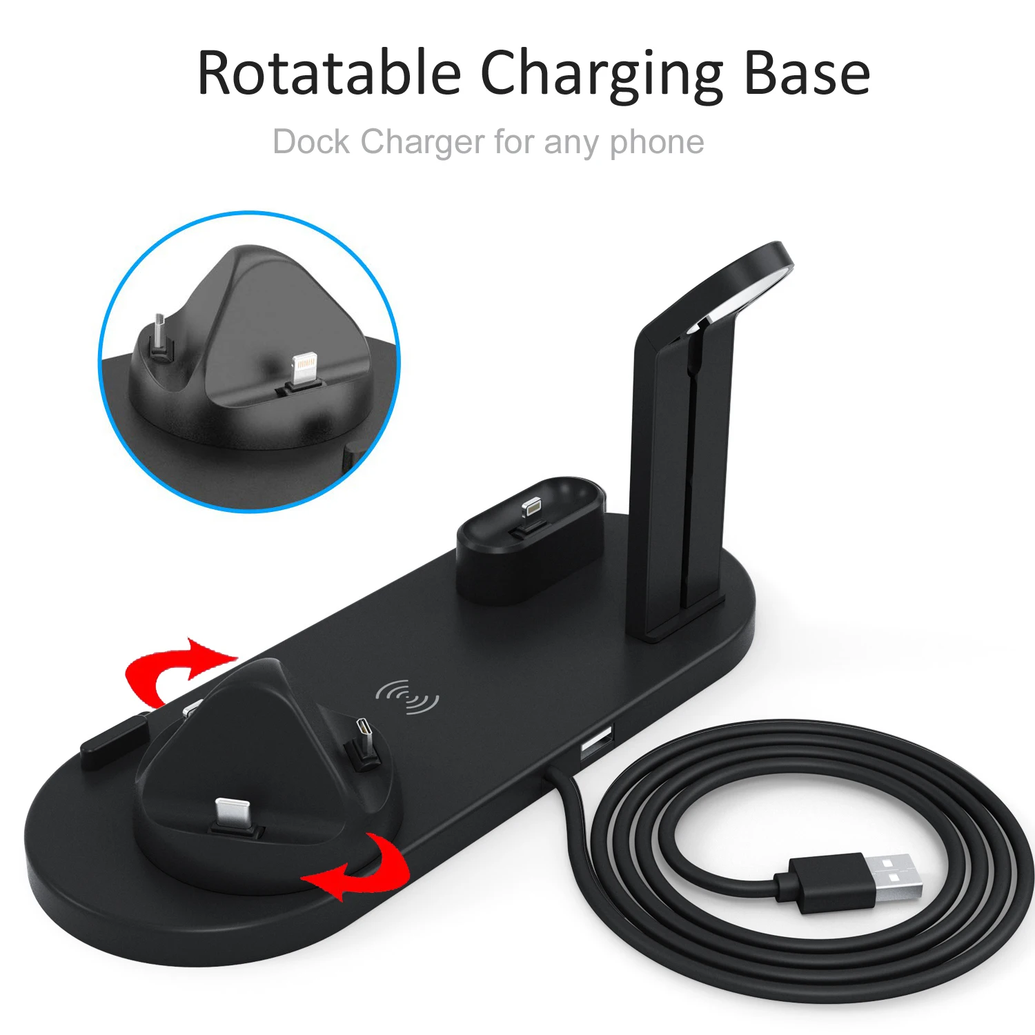 Bluetooth Headset Charger 4 In 1 Upgrade Wireless Phone Charging Base Watch Multi-function Bracket | Электроника