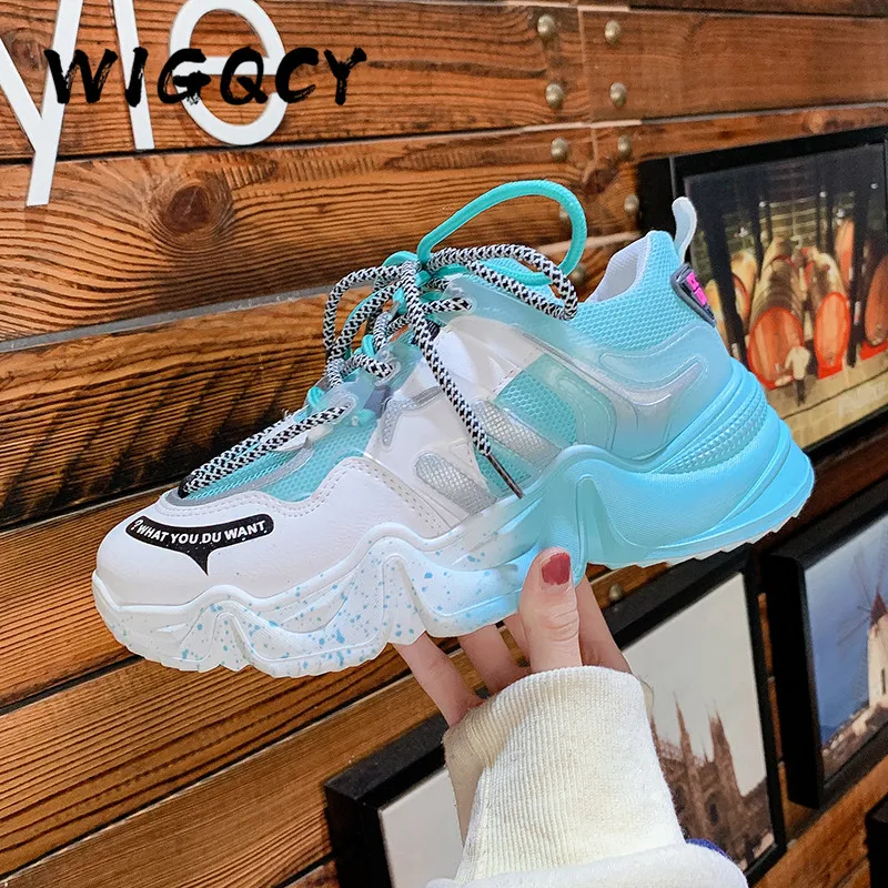 

Women Sneakers Vulcanize Breathable Rainbow Mixed Colors Summer Shoes Fashion Casuals Height Increasing Female Chunky Ladies