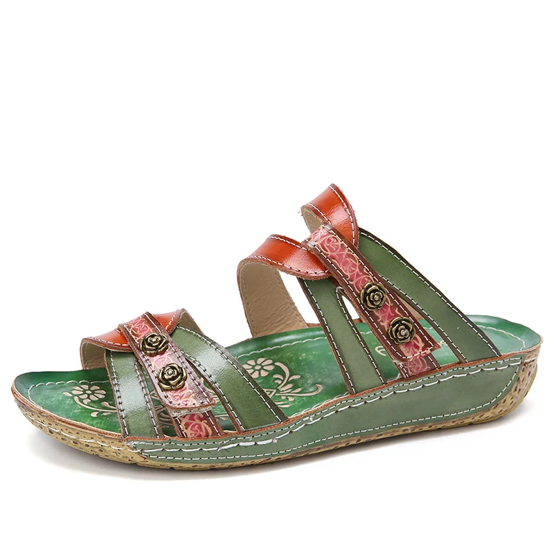 

Retro flower women's sandals 2020 slippers home outside summer summer sewing ladies slippers casual women slippers new 35-43