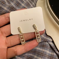 korean simple pearl earrings medium and long earrings s925 silver needle
