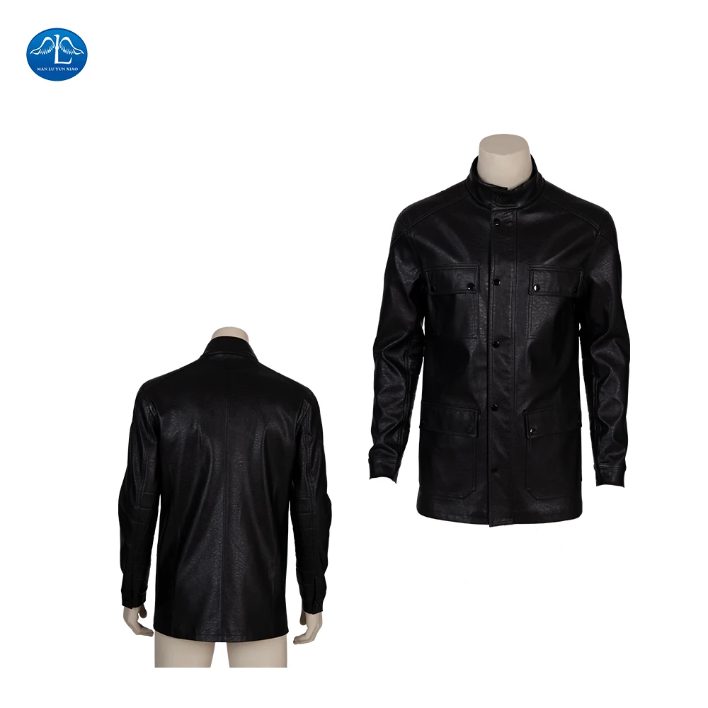 Terminator темная Fate Косплей T800 Арнольда искусственная кожа куртка пальто Рождество