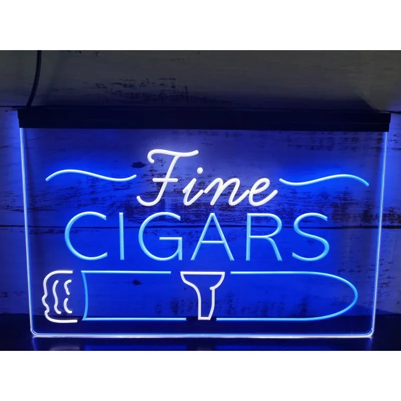 

SS166 Fine Cigars Shop Smoking Room Man Cave Dual Color LED Neon Sign