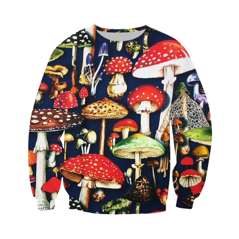 

SONSPEE Plant Long Sleeve Sweatshirt Men Women Hoodies 3D Print Mushroom Hip Hop Street Harajuku Top Casual O Neck Pullover