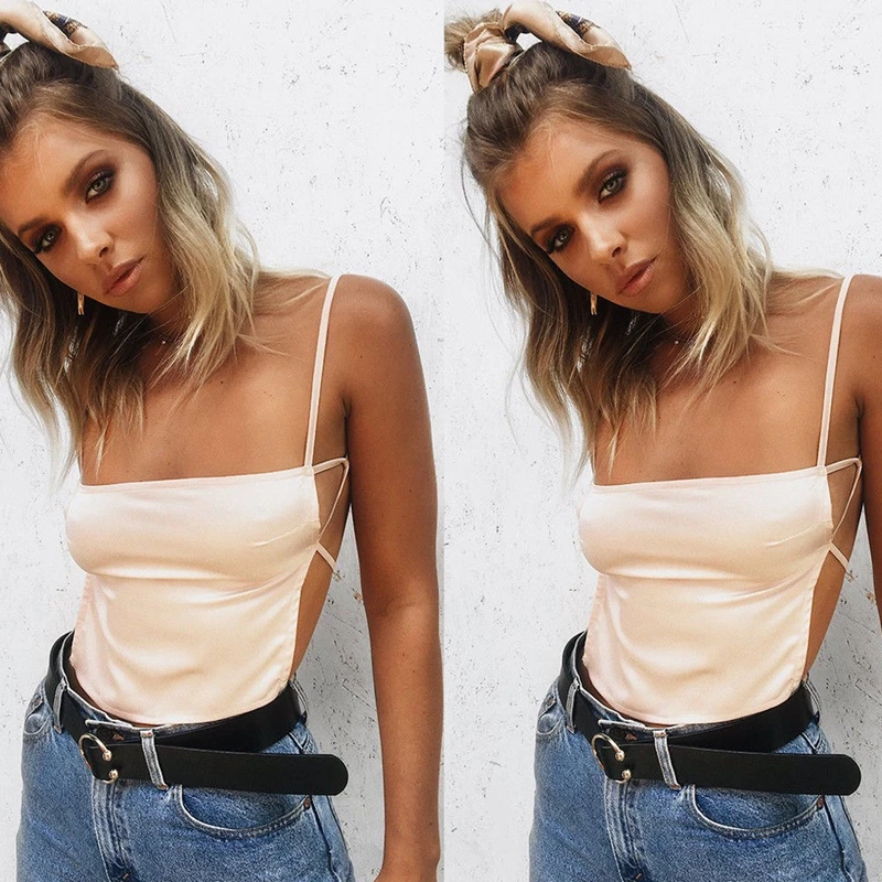Новинка 2020 г. женский сексуальный Шелковый Атласный однотонный майка без рукавов