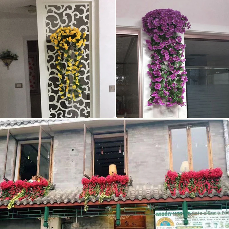 

Violet Artificial Flower Party Decoration Simulation Valentine's Day Wedding Wall Hanging Basket Flower Orchid fake Flower