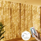 СВЕТОДИОДНАЯ Гирлянда-занавес с дистанционным управлением, 3 м, USB-шнурок, гирлянда для комнаты, Рождественское украшение, новый год 2022