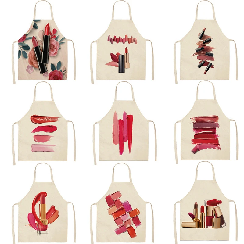 Фартуки унисекс хлопковые и льняные без рукавов с принтом в виде губной помады
