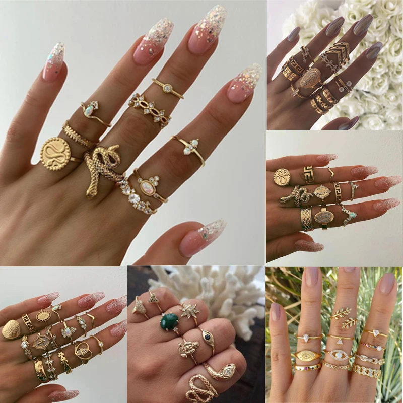 Женские богемные кольца в виде змейки винтажные форме знака зодиака Будды