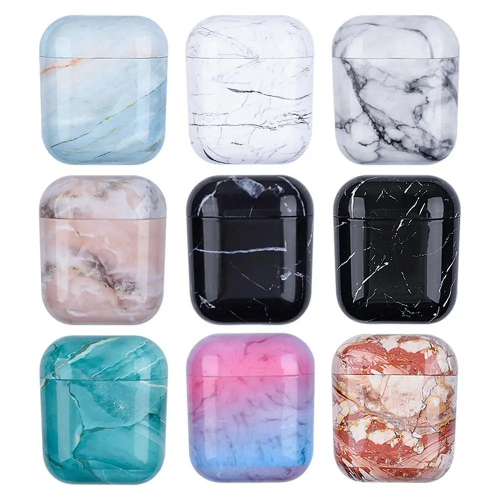 

Luxury marble Hard PC Wireless Earphone Charging Cover case For High AirPods Glossy Bluetooth 1 Headset Bag quality B I4E4