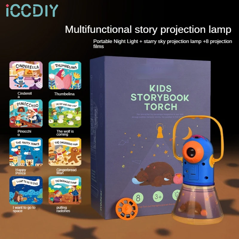 

Children's Toy Storybook Torch Projector Kaleidoscope Sky Handrail Galaxy Night Light Up Cartoon Baby Toys Kids Educational Toys