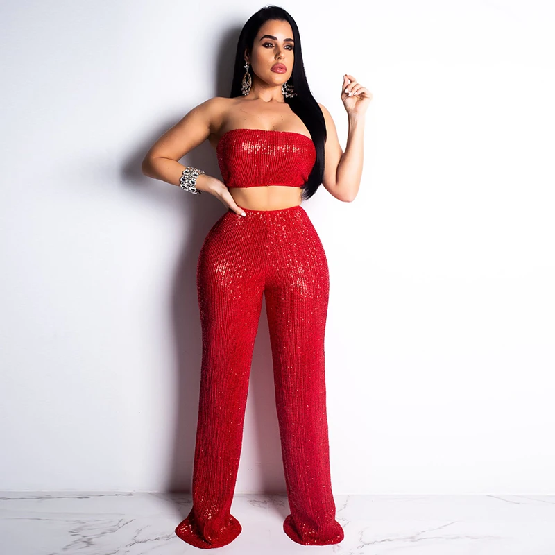 Соблазнительные костюмы комплект из двух предметов блестящий Топ без бретелек