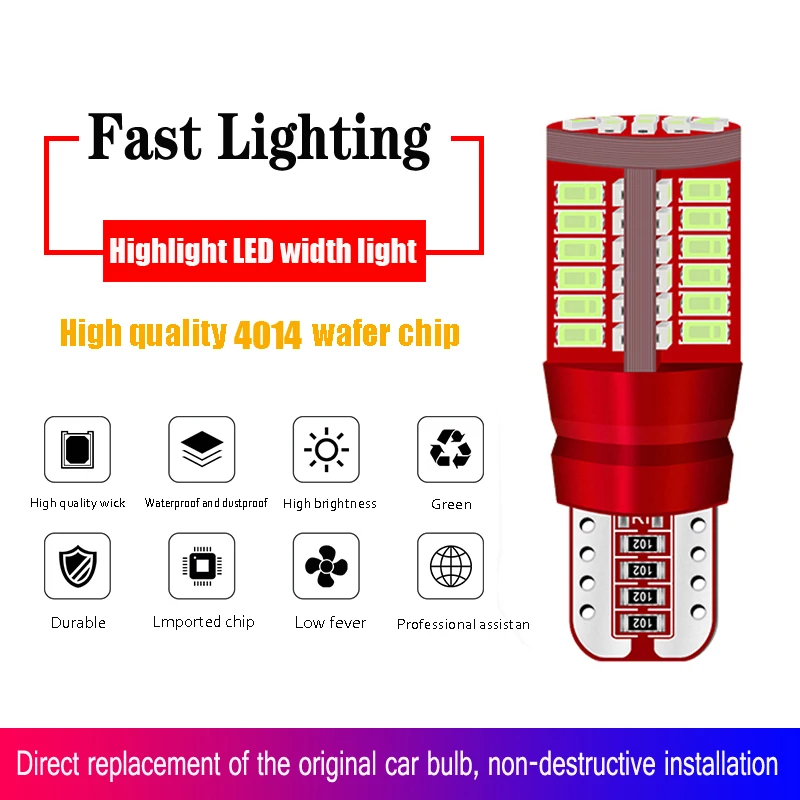 4 шт. Автомобильные светодиодные лампы T10 W5W 57SMD 3014 LED 168 192|Сигнальная лампа| |