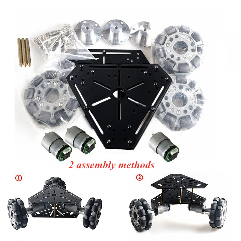 2-Layer 3WD Smart Metal Robot Car Chassis Kit 100mm Omnidirectional Wheel 3pcs High Toruqe DC Motors DIY Toy for Maker Learning | Игрушки и