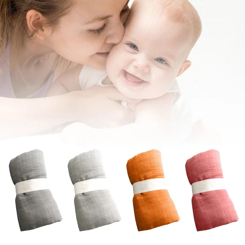 

120x120cm Baby Muslin Receiving Blanket Infant Swaddle Wrap Newborn Bath Towel U50F