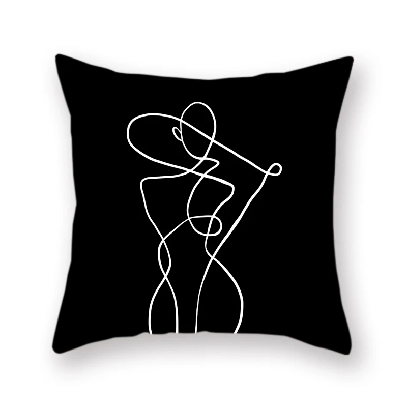 

Черно-белый двухсторонний полиэстер современный танец для мужчин и женщин декоративная наволочка элегантные чехлы на подушки для дома акс...