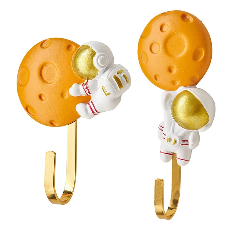 

Cartoon Resin Astronaut Figurines Metal Wall Hooks Modern Home Decor Fridge Hook Key Holder Clothes Wall Hanger Decor