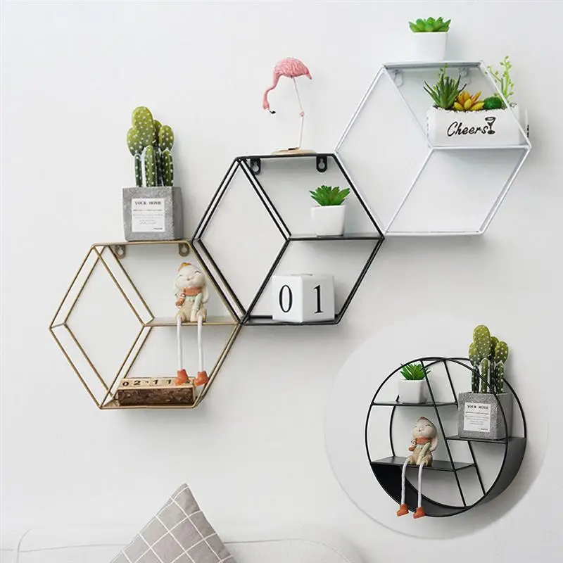 

Nordic Wall Decoration Storage Shelf Holder Rack Wall Hanging Frame Iron Home Decoration For Bedroom School Room Living Room