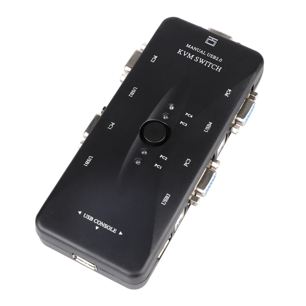 4 порта USB 2 0 KVM переключатель коробка + Кабели клавиатура Монитор VGA SVGA ПК ноутбук