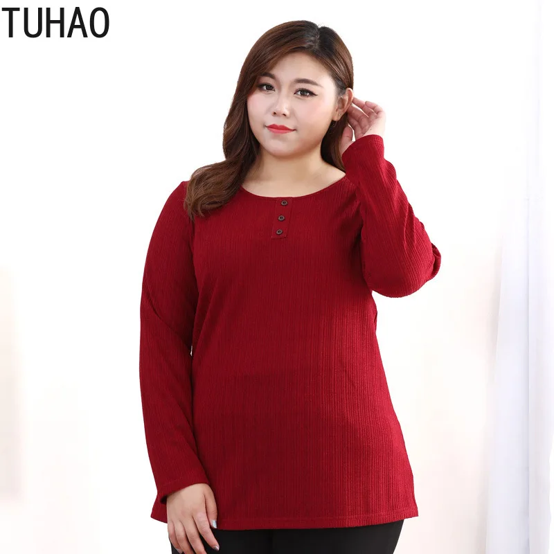 4XL для 10XL размера плюс блузка женщин рубашки мальчиков Весенний вязаный низ