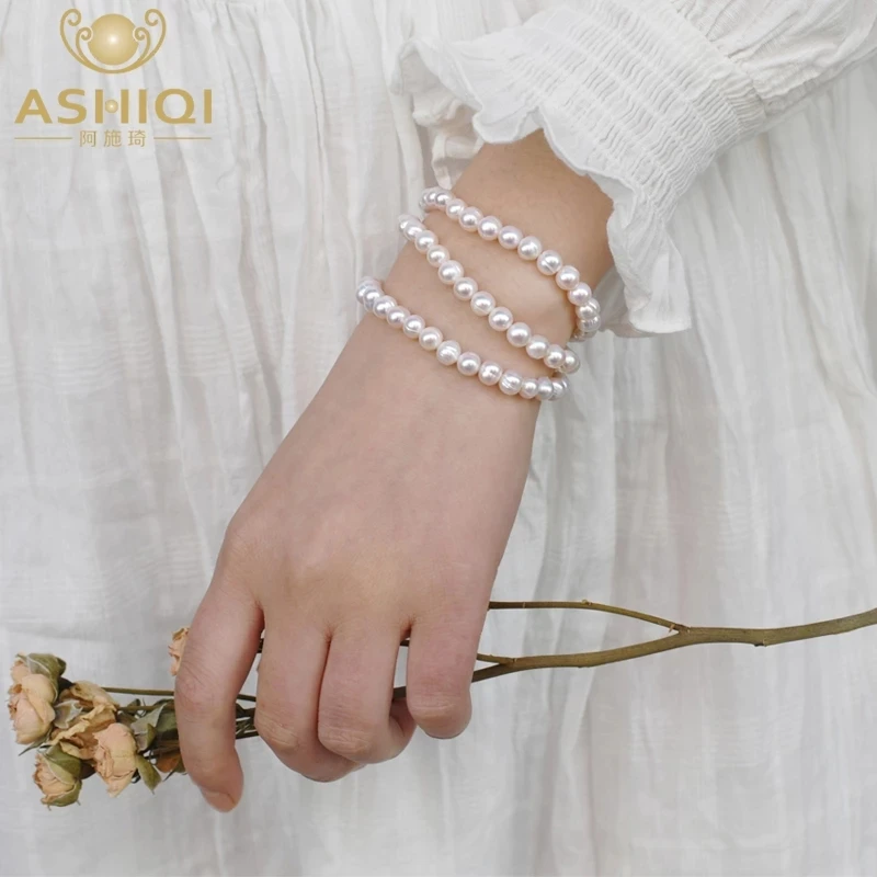 

Браслет женский из натурального пресноводного жемчуга ASHIQI, 2021