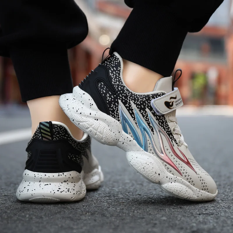 

Autumn Kids Shoes Pu Leather Flame Fashion Boys Children Running Shoes Light Casual Sport Shoes for Boys Kids Basketball Shoes