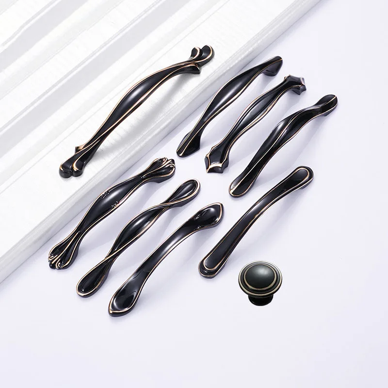 

Metal Furniture Drawer Door Pull Handle Black Gold Cupboard Kitchen Wardrobe Cabinet Closet Dresser Zinc Hardware Handle Knob