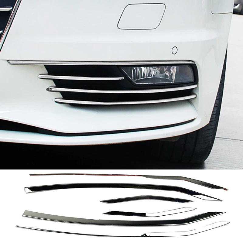 

For Audi A3 8V Sedan 2014-2016 Car Decal Front Bumper Decoration Trim Strips Stainless Steel Fog Lamp Grille Stickers