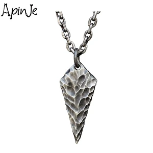 Apinje 925 Sterling Silver Pendant Necklace For Men Cone Punk Fashion Jewelry