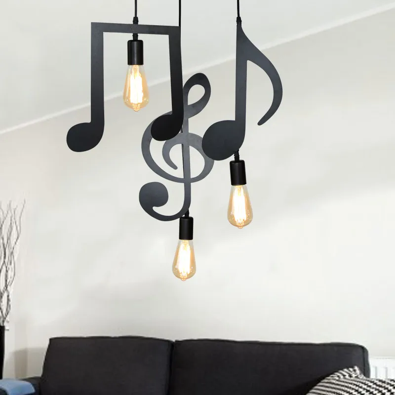 Pendiente de nota Musical para el hogar, lámpara de techo LED colgante para sala de estar y dormitorio, 1 unidad