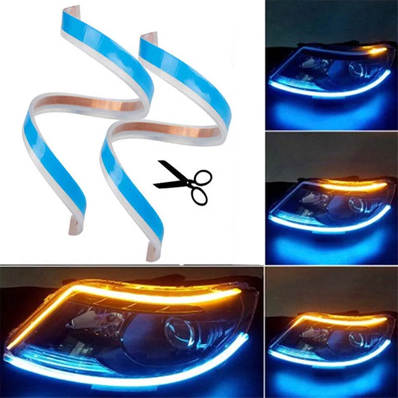 

2PCS 30cm Switchback Car Flexible LED Strip Light DRL Flowing Turn Signal Lamp