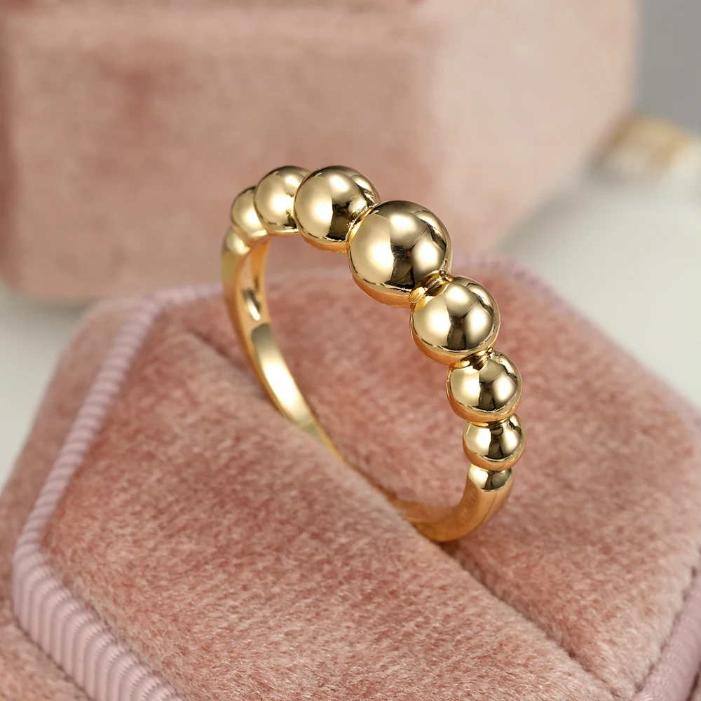 

Simple Round Beads Gold Ring for Women Vintage Geometric Finger Rings Female Anniversary Birthday Jewelry Gift European Hot Sale