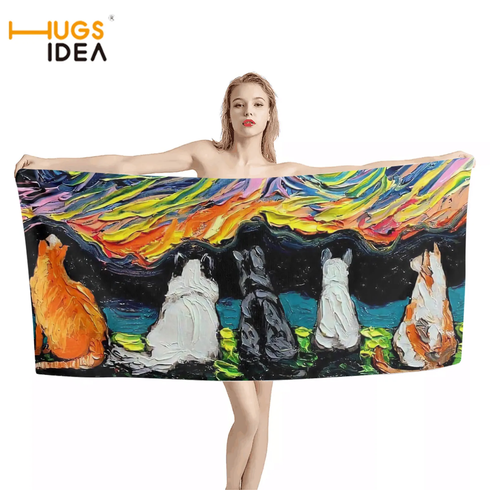 

HUGSIDEA пляжное полотенце с рисунком собаки для женщин и мужчин, дорожное портативное банное полотенце для душа, легкое мягкое полотенце