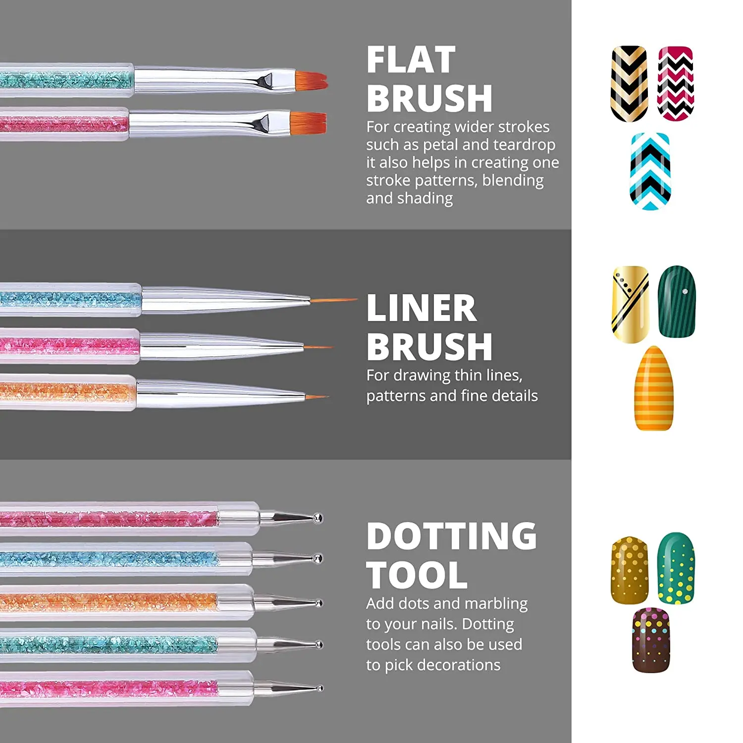 Профессиональные кисти для дизайна ногтей 5 шт./компл. набор инструментов точек