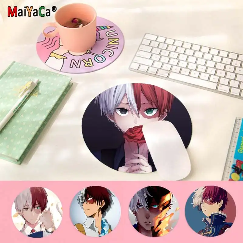 

Maiyaca New My Hero Academia Todoroki Shoto Silicone round mouse Pad to Mouse Game Anti-Slip Laptop PC Mice Pad Mat Mousepad