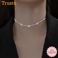 trustdavis genuine 925 sterling silver temperament butterfly dazzling cz clavicle necklace for women wedding fine jewelry da2327