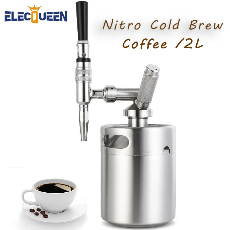 

Homebrew 2L Mini Growler Nitro Cold Brew Coffee Maker Kit,304 Stainless Steel Craft Beer Keg Nitrogen Coffee Dispenser Container