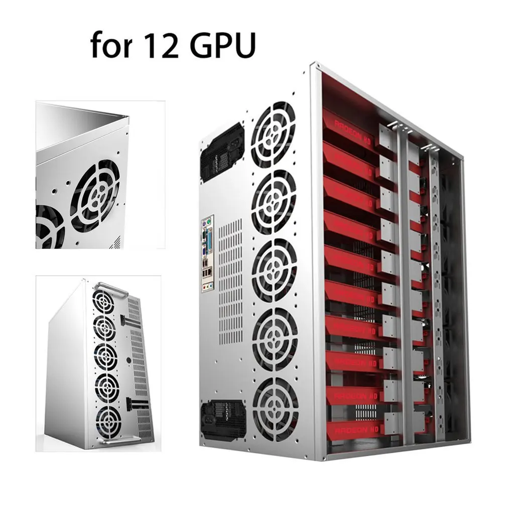 Крипто монета открытый воздух добыча рамка Rig графика чехол ATX Fit 12 GPU эфириум ETH и