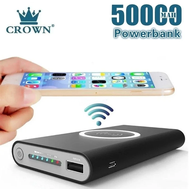 50000 мАч Qi Беспроводное зарядное устройство Power Bank для IPhone X 8 Plus Samsung Note быстрое