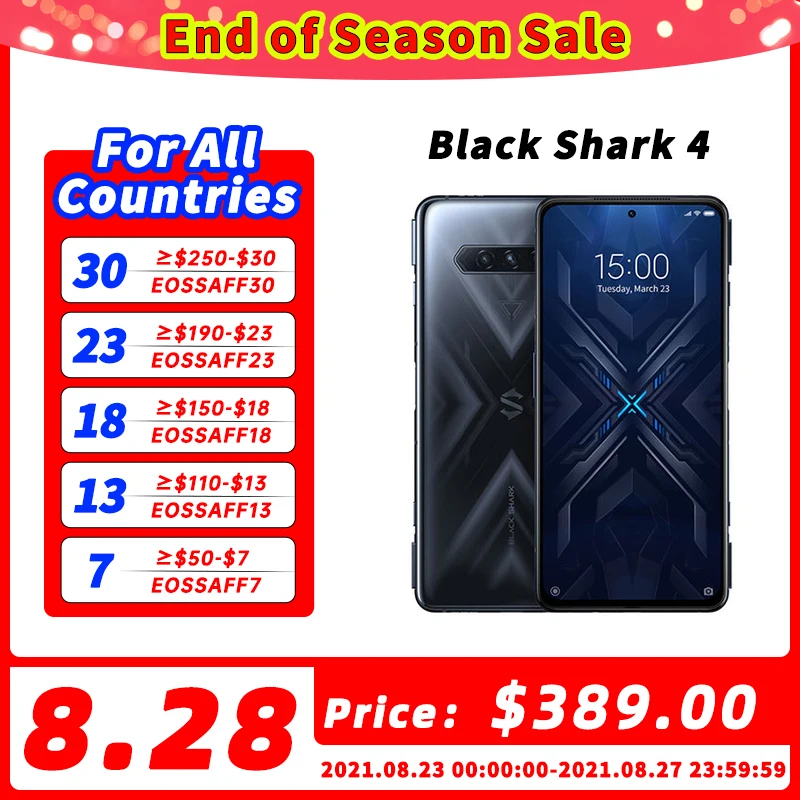 Смартфон Black Shark 4 Snapdragon 870 144 Гц экран с регулировкой яркости E4 AMOLED игровой телефон