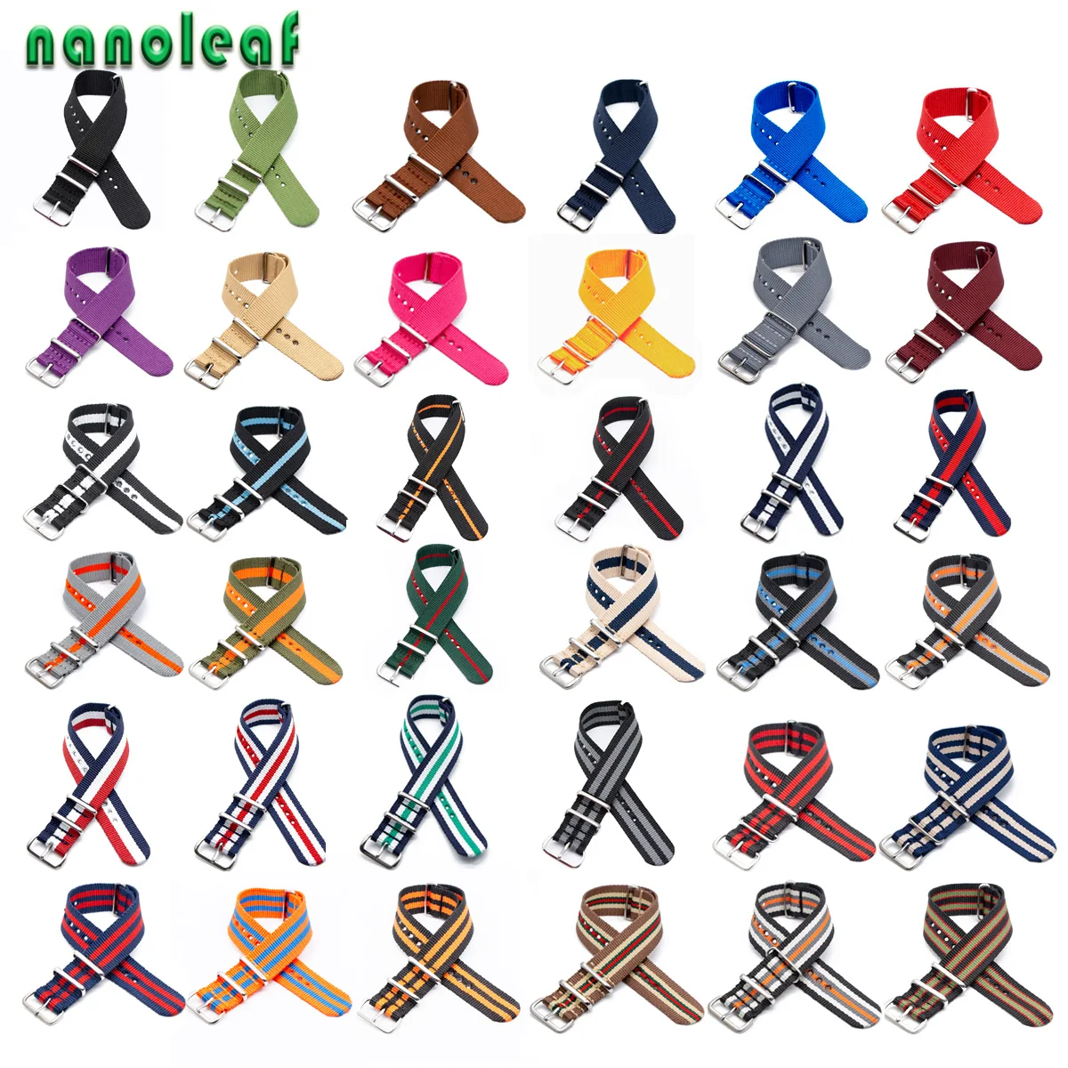 

Nylon Straps 18mm 20mm 22mm 24mm Watch Band Accessories For NATO Zulu Fashion Silver Buckle Canvas Replacement Bracelet