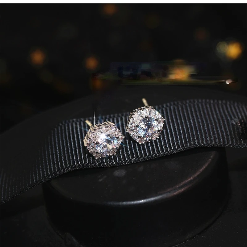 

Women's Simple Round Zircon Earrings Korean Fashion Jewelry Wholesale