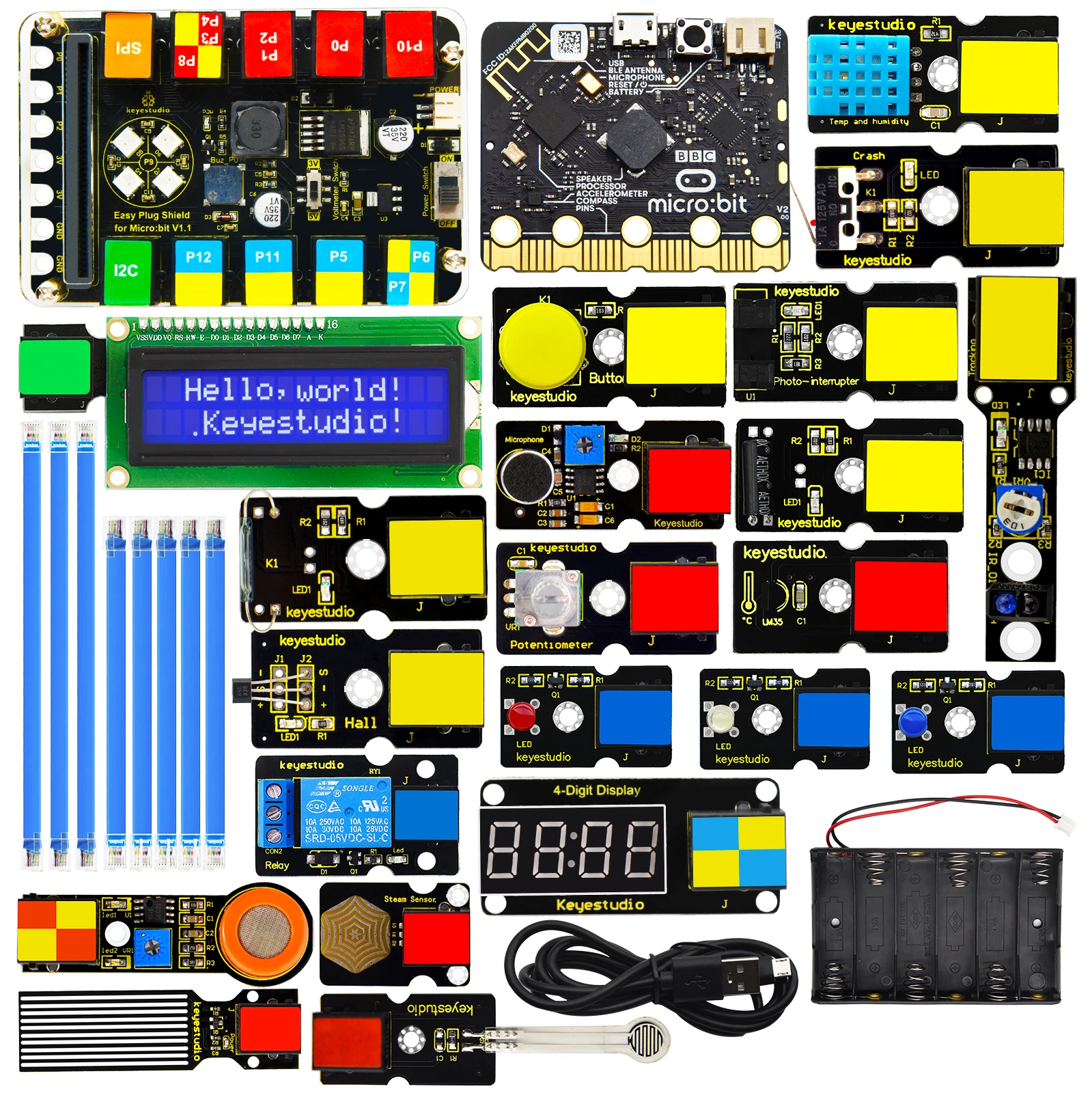 Keyestudio EASY PLUG Microbit V2 Board Super Starter Kit для BBC Micro:Bit STEM EDU Графический программируемый